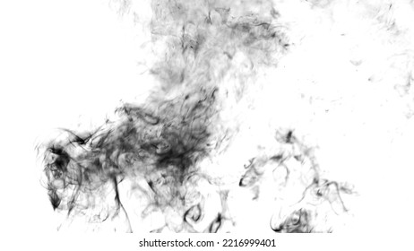 Thick Black Smoke On A White Isolated Background