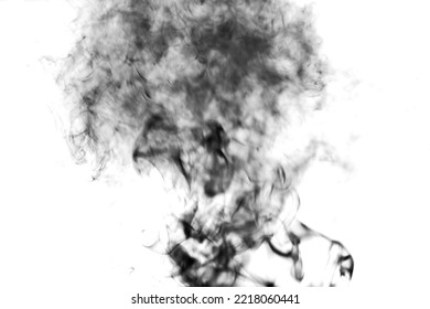 Thick Black Smoke On A White Isolated Background