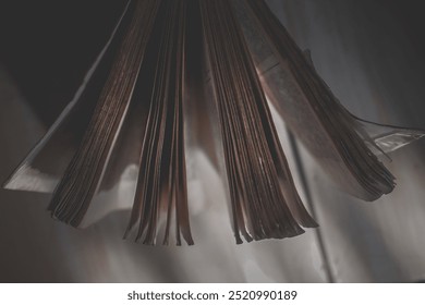 a thick book standing in a low-light room - Powered by Shutterstock