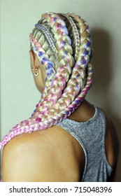 Thick Boxer Braids, Blonde Braided With Pink Kanekalon, Very Bea