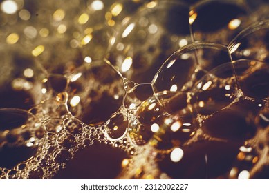 thick bubbling soap suds on the surface of the water. Beautiful bright, trendy colors, gradient. Macro. Texture of soap bubbles, foam. Texture background, desktop wallpapers - Shutterstock ID 2312002227