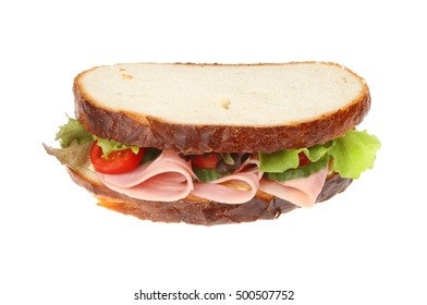 Thick Cut Ham Salad Sandwich Isolated Against White