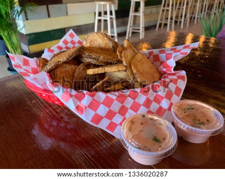 Thick cut potato chips at a small town eatery in Oahu Hawaii.