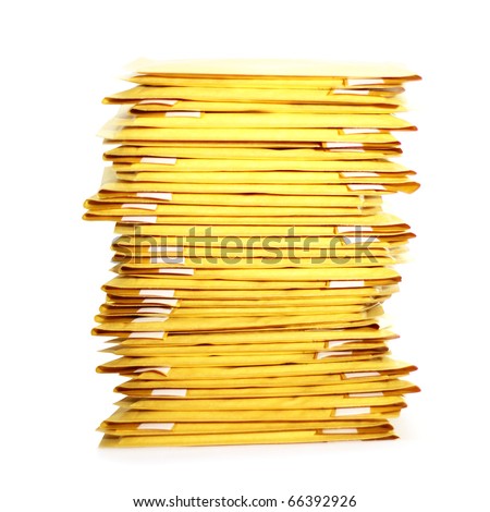 Thick envelopes on a white background