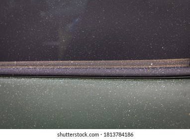 Thick Layer Of Ash On A Car Door In San Francisco In September 2020 From Record Wildfires In California, From Smoke Floating Over The Bay Area