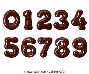 Thick Numbers Made Of Melted Chocolate In High Resolution