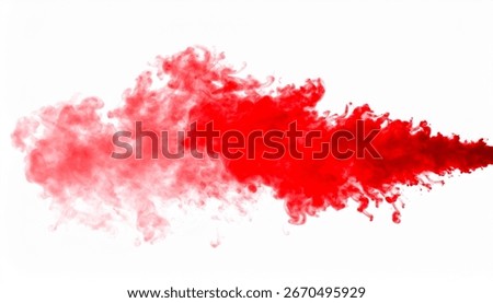 Thick red smoke explosion cloud . isolated on a white background. 