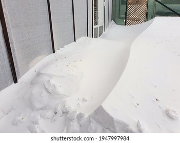 Thick Snow In Front Of The House. Ice Storm