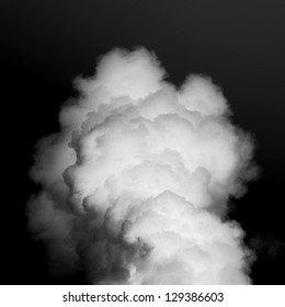 Thick White Smoke On Black Background