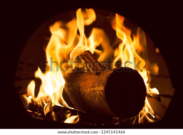 Thick Wooden Log Fiercely Burning Chimera Stock Image Download Now