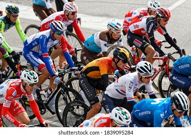 THIENE, ITALY - October 21 2020 - 17th stage of Giro d'Italia Bassano Del Grappa - Madonna di Campiglio