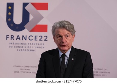 Thierry Breton Gives A Statement At The Start Of Informal Meeting Of EU Ministers For Industry In Lens, France On Feb. 1, 2022.