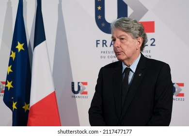 Thierry Breton Gives A Statement At The Start Of Informal Meeting Of EU Ministers For Industry In Lens, France On Feb. 1, 2022.