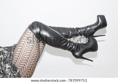 Similar – Image, Stock Photo Legs 1 Black Leather Gray