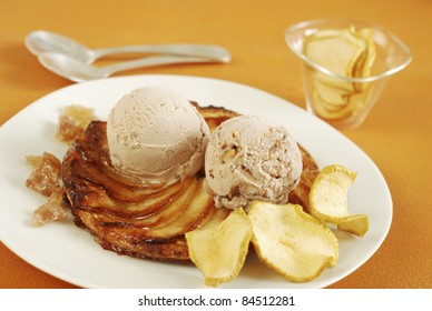 Thin Apple Tart, Toffee Ice Cream And Apple Crisps