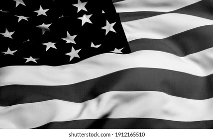 Thin Blue Line Wavy American Flag in Support of Police and Law Enforcement