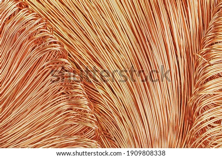 thin copper wires, copper background. salvage. non-ferrous metal