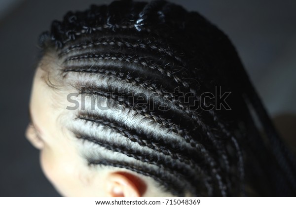 Thin French Braids Their Own Hair Stock Image Download Now