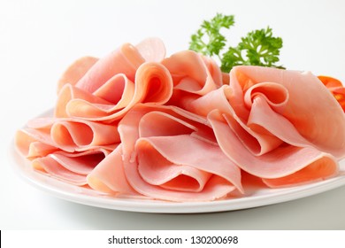 Thin Ham Slices On Plate