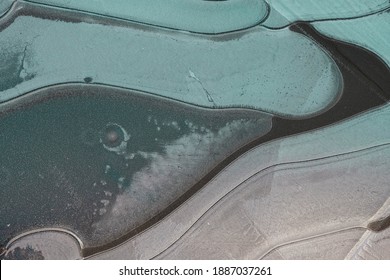 Thin Ice On The Water Surface. Abstract Pattern. Aqua Ice. Natural Miracle Concept. Quick Freeze Concept. Transparency Concept.