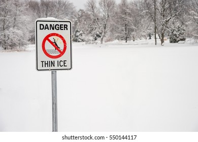 Thin Ice Warning Sign in Montreal, Quebec, Canada - Powered by Shutterstock