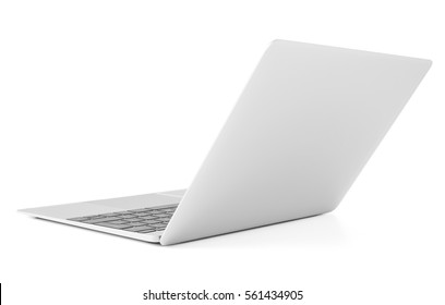 Thin Laptop With Lid Open, Back View