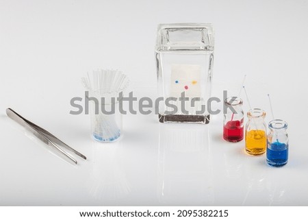 Thin layer chromatography equipments include jar, silica gel, capillary and compounds. TLC method used in purity analysis of compounds in chemistry laboratory.