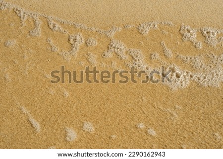 A thin layer of clear water over the sand. A seaside or ecology-themed background with clear sea water over a sandy bottom.