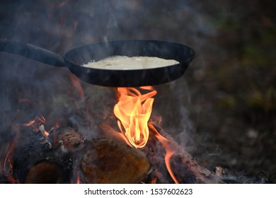 Thin Pancake, Frying Pan & Fire Place