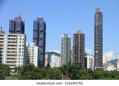 Thin Pencil Buildings in Kowloon, Hong Kong