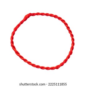 Thin round string or rope isolated on white, top view, clipping path