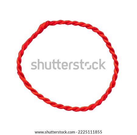 Thin round string or rope isolated on white, top view, clipping path