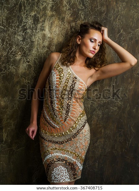 Thin Russian Girl Curly Hair Beige Stock Photo Edit Now 367408715