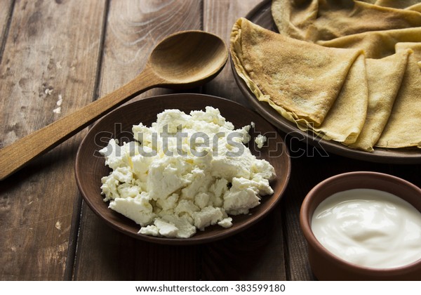 Thin Ukrainian Crepes Cottage Cheese Sour Stock Photo Edit Now