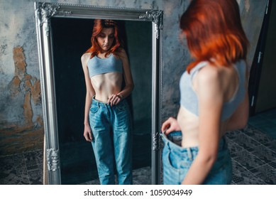 Thin Woman Tries On Big Size Jeans, Weight Loss