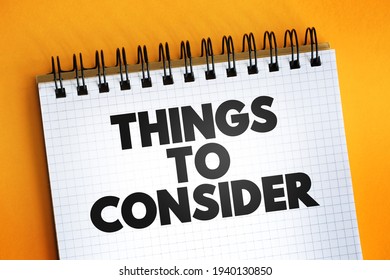 Things To Consider Text On Notepad, Business Concept Background