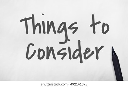 Things To Consider Work Concept