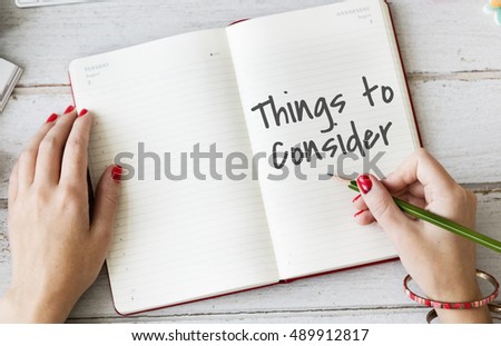 Things To Consider Work Concept