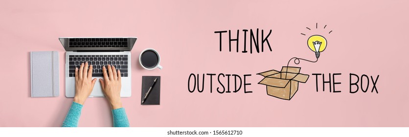 Think Outside The Box With Person Using A Laptop Computer