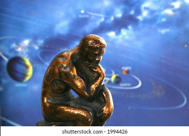 Thinker contemplating the universe