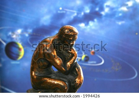 Thinker contemplating the universe