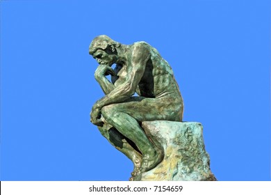 Thinker copy in Saint Paul (Southern France) isolated over blue