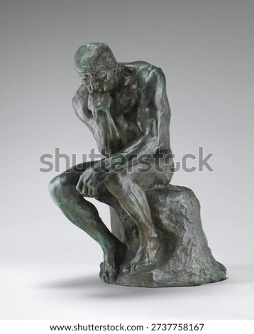 The Thinker (Le Penseur) (model 1880, cast 1901) by Auguste Rodin. Antique sculpture art. Vintage decorative statue.
