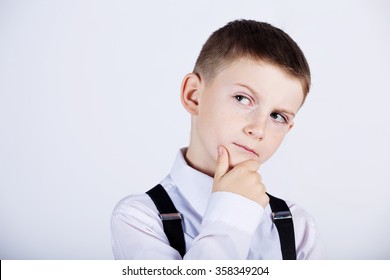 Thinking Childportrait Little Boy Thinking Deeply Stock Photo 358349327 