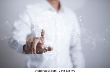 thinking and creative concept, Close up the light bulb , Creativity, and innovation are keys to success, new idea and innovation with Brain and light bulbs,big data