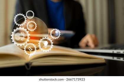 Thinking and creative concept, Concept The idea of knowledge, and searching for new ideas.