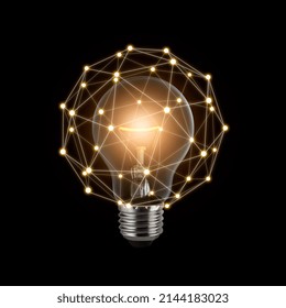Thinking and creative concept, Light bulb on dark background, Efficient Networking Ideas