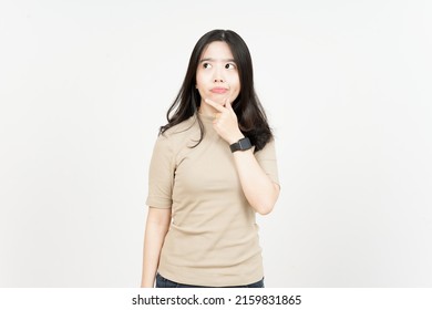 Thinking and Curious Of Beautiful Asian Woman Isolated On White Background - Shutterstock ID 2159831865