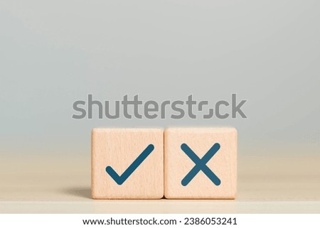 Thinking and deciding between decisions and wrong decisions, sound check or not on wooden blocks.