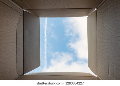 Thinking out of box or freedom concept. Creativity or thinking outside the box. Implies inspirational thoughts, bright new ideas, imagination and escaping from the norm.